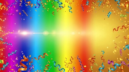 Sitges Carnival Background With Party Ribbons and Vibrant Rainbow Gold Festive Mood