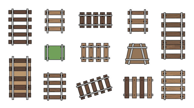 A collection of various railway track sections and a green square tile