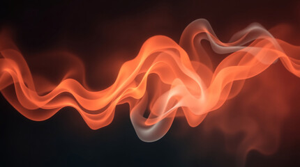Obraz premium Abstract elegant orange and red smoke waves flowing on dark background with cinematic lighting, smooth motion texture, and high contrast design for creative wallpaper or backdrop.