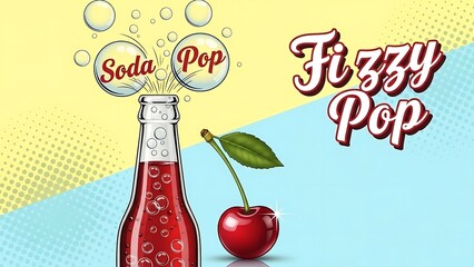 Colorful Fizzy Pop Soda Bottle Illustration.