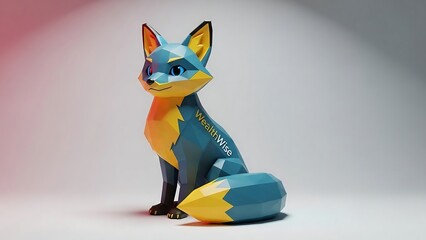 Colorful toy fox figurine sitting down.