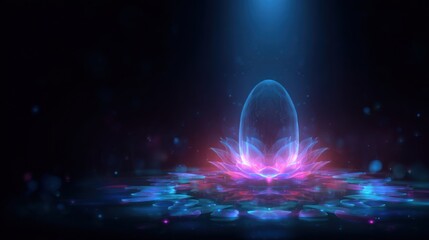 Abstract floral design with glowing egg form digital artwork with creative composition