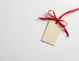 Elegant Minimalist Tag with Cream Ribbon White Space