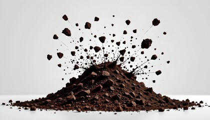 Dark Soil Explosion Against White
