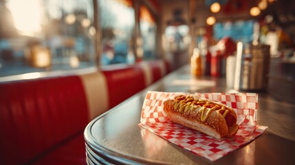Classic new york style hot dog wrap  nostalgic food image