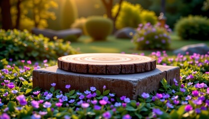 Serene Wooden Platform Amidst Purple Flowers