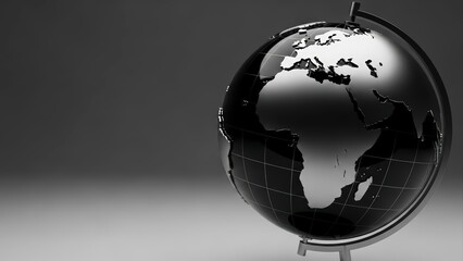 Monochromatic Globe Displaying Continents of Earth on a Stand.