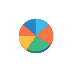 Obraz premium Vibrant Isometric Pie Chart with Five Colorful Segments Representing Data Visualization Isolated on Transparent Background