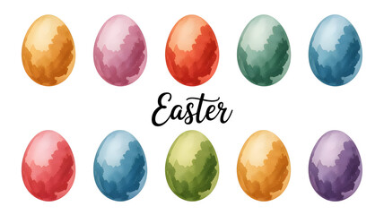 Vibrant easter eggs in various colors and shades