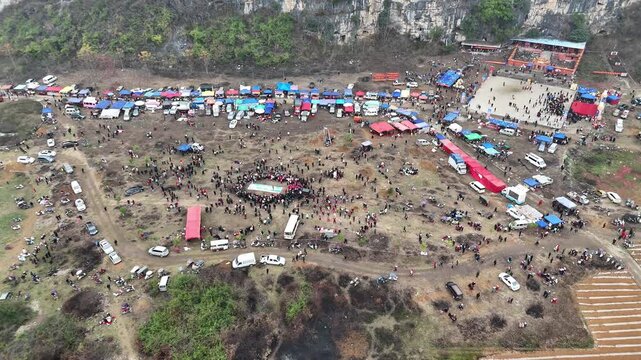 Community Gathering at a Traditional Temple Fair, Guangxi 