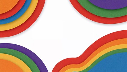 Obraz premium Abstract Rainbow Paper Cutout Background. Layered paper-style rainbow waves with white copy space.