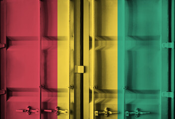 Shipping container with Guinea national flag overlay