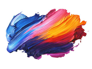 Abstract colorful paint brush strokes creating a vibrant visual effect. The artful arrangement of colors conveys emotion and energy on transparent background PNG