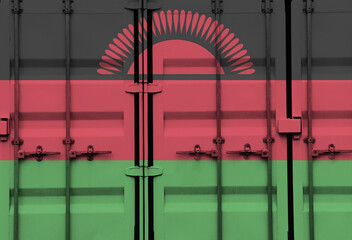 Shipping container with Malawi national flag overlay