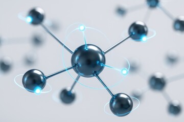 Obraz premium Abstract molecular structure representing advanced science and innovation in chemistry and physics. Concept of connectivity, research, and technology progress.