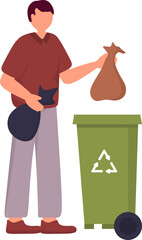 Illustration of Person Throwing Garbage in Bin
