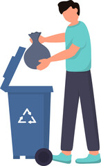 Illustration of Person Throwing Garbage in Bin