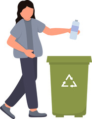 Illustration of Person Throwing Garbage in Bin
