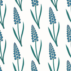Seamless Floral Pattern With Hyacinth Flowers, Botanical Garden Design, Springtime Repeat Texture