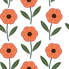 Seamless Floral Pattern With Poppy Flowers, Botanical Garden Design, Repeating Texture For Fabric And Wallpaper