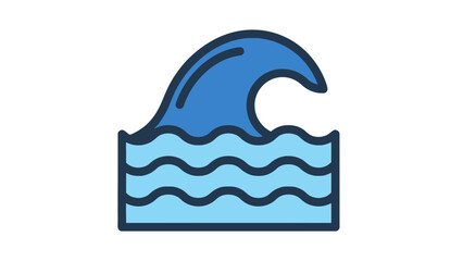 Ocean wave icon in blue tones on white background