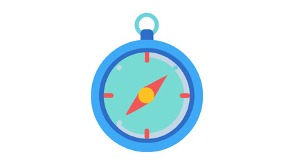 Vibrant blue compass with red needle on white background