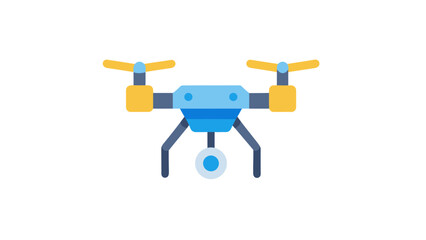 Modern drone with yellow propellers in flight