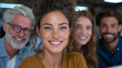 Obraz premium A diverse group of individuals looking towards camera, smiling
