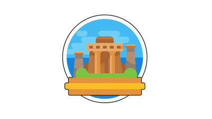 Ancient temple in a scenic landscape globe