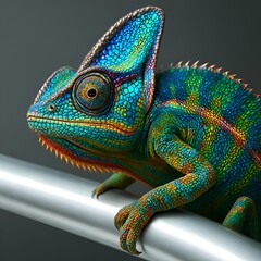Chameleon Lizard Scale Skin Green Macro Studio Reptile Colorful Detail Animal Portrait Habitat