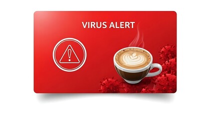 Virus alert coffee warning sign.