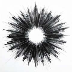 Obraz premium Black radial lines burst forth from a white center, creating a dynamic design