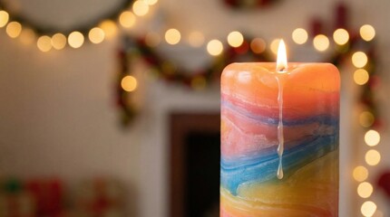 Candlelight reflection cozy living room still life festive atmosphere close-up serenity and warmth