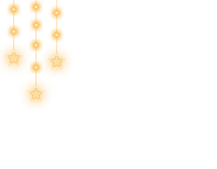 Glowing Star String Lights Garland – Realistic Holiday Decorative Bulbs on Transparent Background