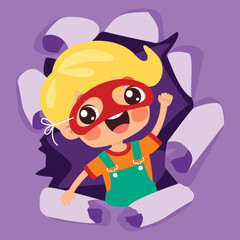 Cartoon Kid Punching The Paper