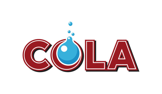 Cola Typography Logo Design with Blue Liquid Bubble Element