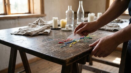 Creative art process rustic studio artistic expression natural light close-up craftsmanship and creativity unleashed