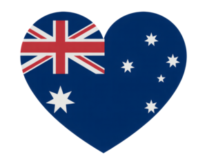 Show your Aussie pride with this love heart flag of Australia, perfect for celebrating Australia Day or sporting events
