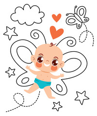 Doodle Drawing With Cartoon Baby