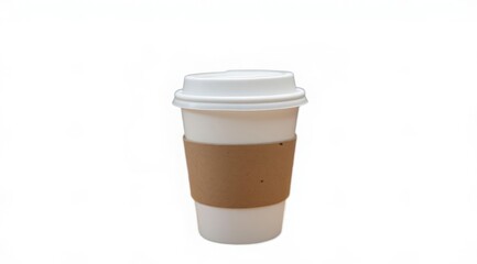 Disposable coffee cup on a white background, isolated object. A concise background for promotional materials for kitchen appliances, coffee machines and electric kettles.