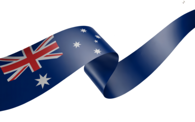 Elegant flowing ribbon displaying the Australian flag, perfect for national holidays or patriotic designs and celebrations