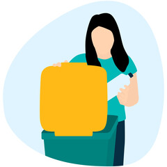 People Throwing Garbage in Bin Illustration