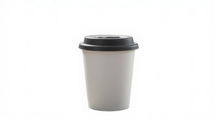 Disposable coffee cup on a white background, isolated object. A concise background for promotional materials for kitchen appliances, coffee machines and electric kettles.