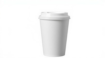 Disposable coffee cup on a white background, isolated object. A concise background for promotional materials for kitchen appliances, coffee machines and electric kettles.