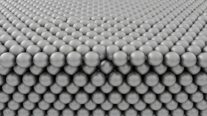 Abstract 3D Render of Repeating Spheres in a Grid Pattern.