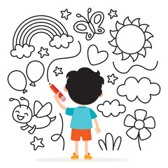 Kid Drawing Nature Scene Doodle