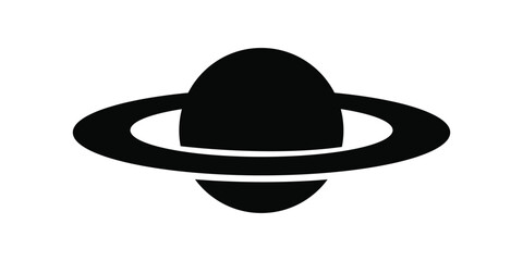 Saturn planet silhouette icon with rings in minimal black style isolated on transparent background. © Design lab 234
