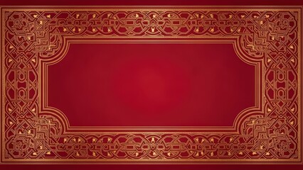 Elegant Red and Gold Ornate Frame with Intricate Islamic Geometric Patterns.