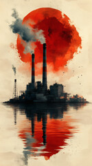 Create a minimalist industrial depiction of a power