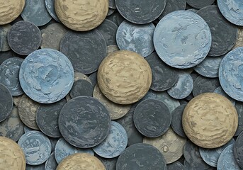 Abstract Background Texture of Rough Circular Stone Pieces pattern